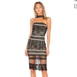 Vone Black Lace Crochet Choker Dress